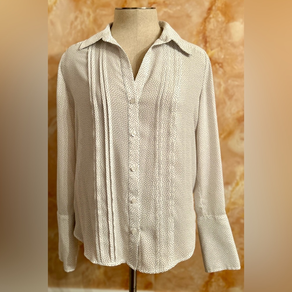 Chelsea 28 Polka Dot Pin-tuck Button Down Blouse